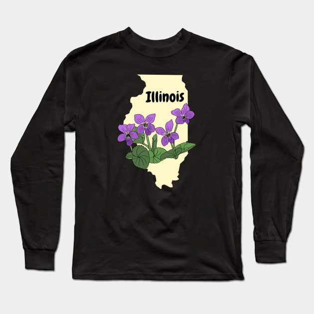 Illinois Flower Common Blue Violet Long Sleeve T-Shirt by SunburstGeo